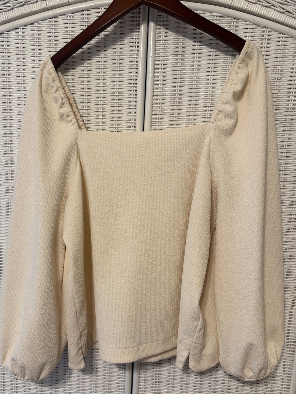 Madewell XL Cream Square Neck Balloon Sleeve Tunic
